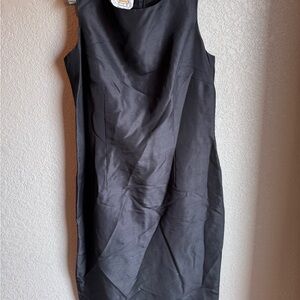 Talbots Black 100% silk lined Midi Dress Sz 6 EUC career intern office workwear